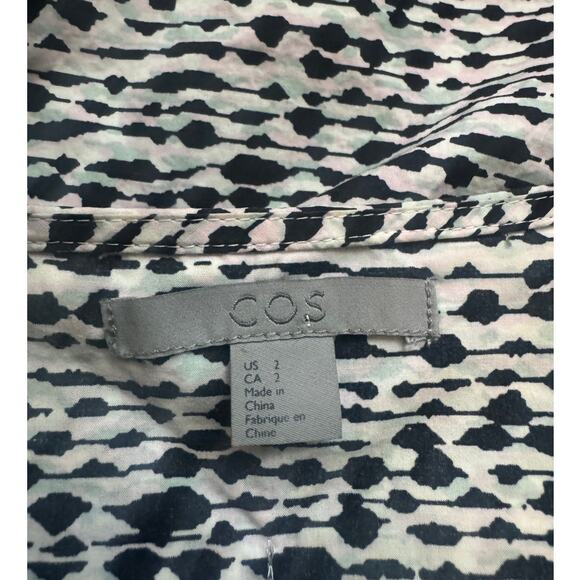 Cos | 100% Cotton Black + White Print Button Down Shirt | Size 2 - Picture 5 of 6